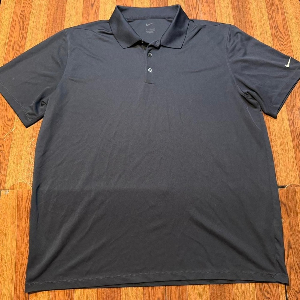 Nike Navy Blue Dri-Fit Retro Sportswear Golf Polo Button Shirt XL